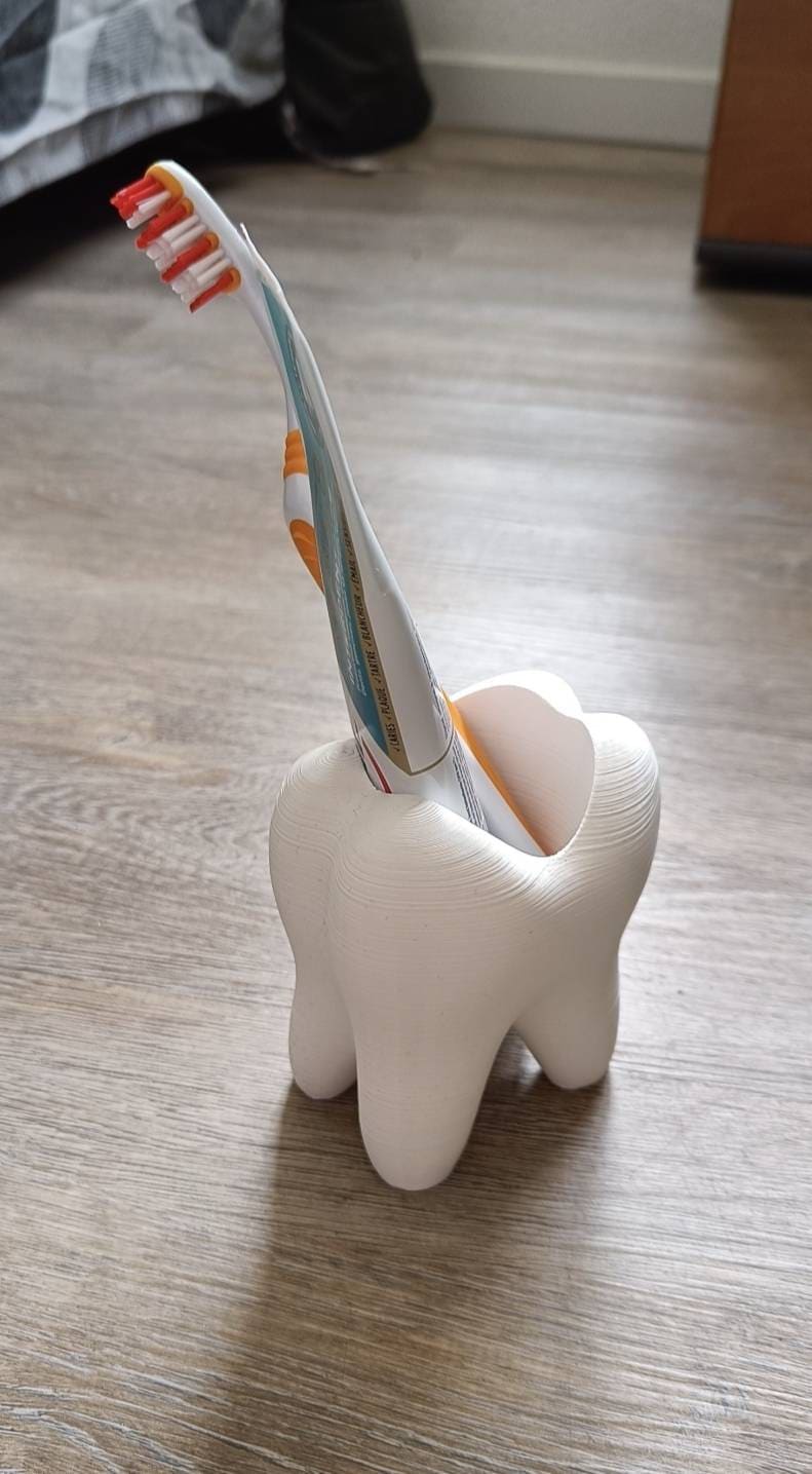 Tooth Shaped Cup for Toothbrush and Toothpaste Bathroom Decor